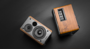 Edifier speakers wooden look